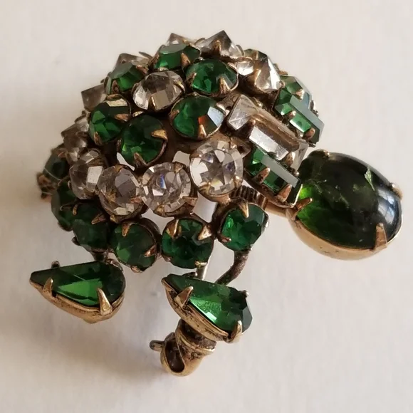 Relisted -Vintage turtle brooch trembler Rhinestone pin unsigned Shreiner tortoi - Picture 7 of 13